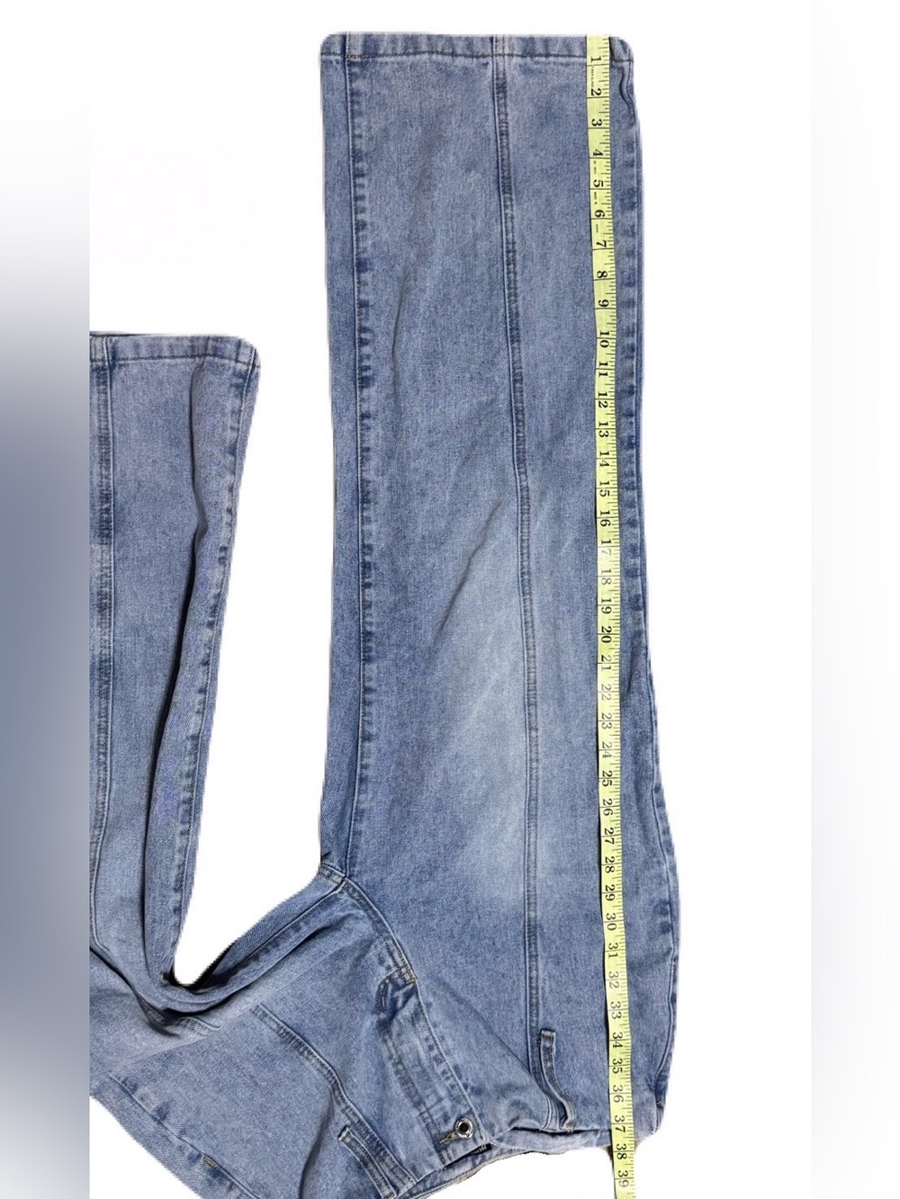 Light Blue Washed Front Seam Detail Wide Leg Jeans from PrettyLittleThing US 6 - Picture 11 of 12